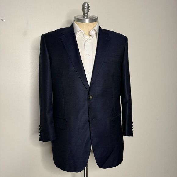 Wilkes &‎ Riley Sport Coat Mens 46R Solid Blue Gold Button Reda Italy - Picture 1 of 13